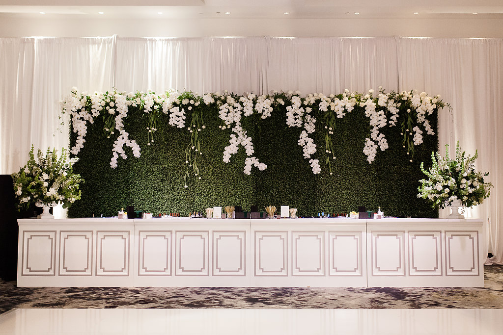 Wedding Reception Bar and Backdrop