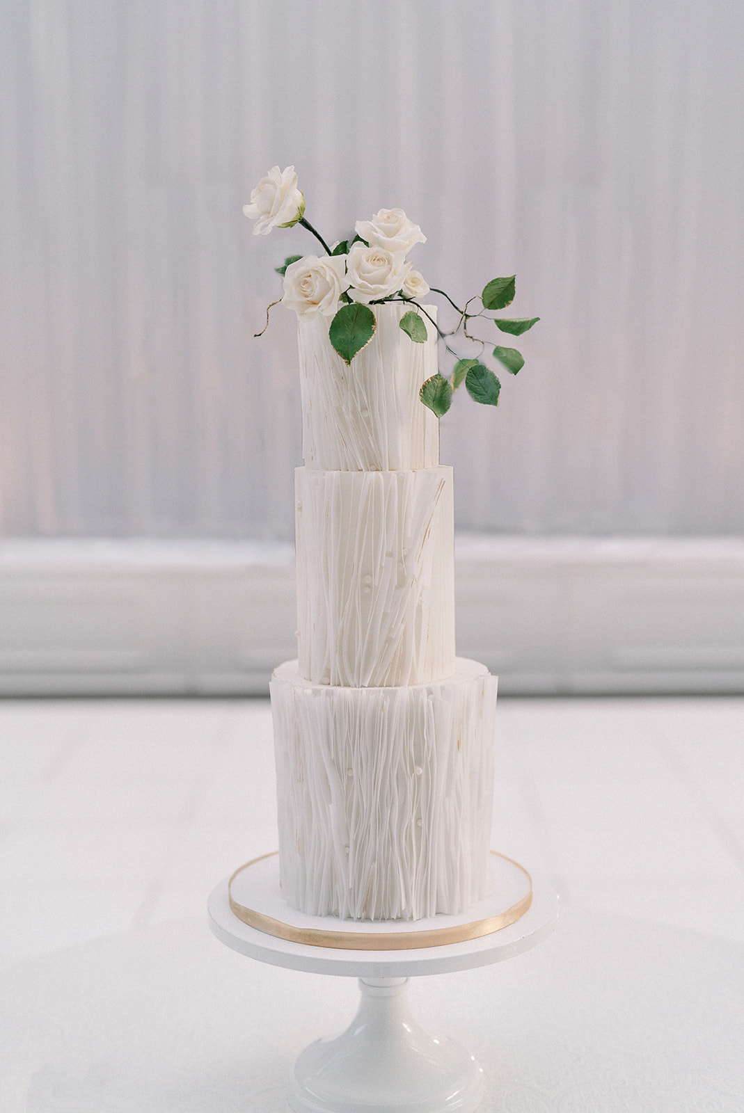 elegant and simple wedding cake at a Gold and White Wedding Reception at the Cleveland Museum of Art by HeatherLily