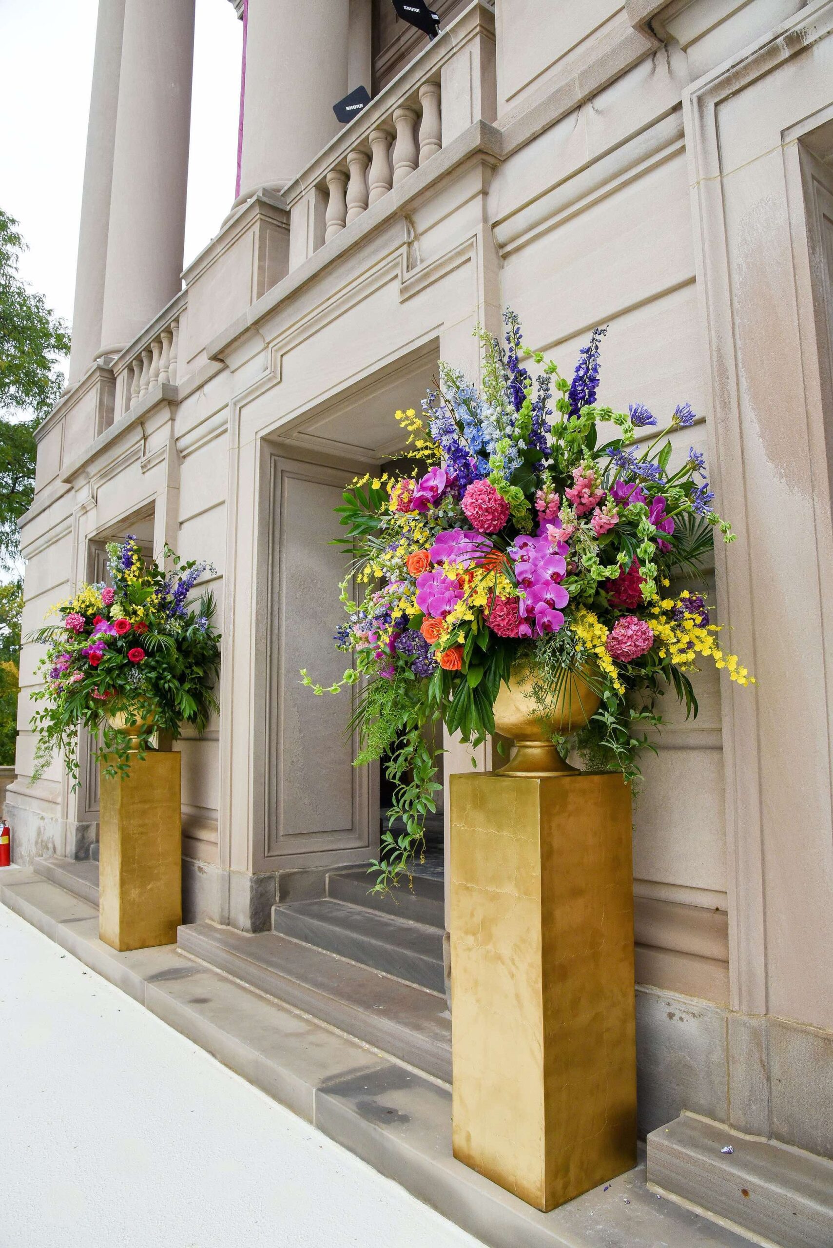 The Severance Hall Grand Entrance ready to await guests at the 2022 Cleveland Orchestra Gala. Flowers by HeatherLily
