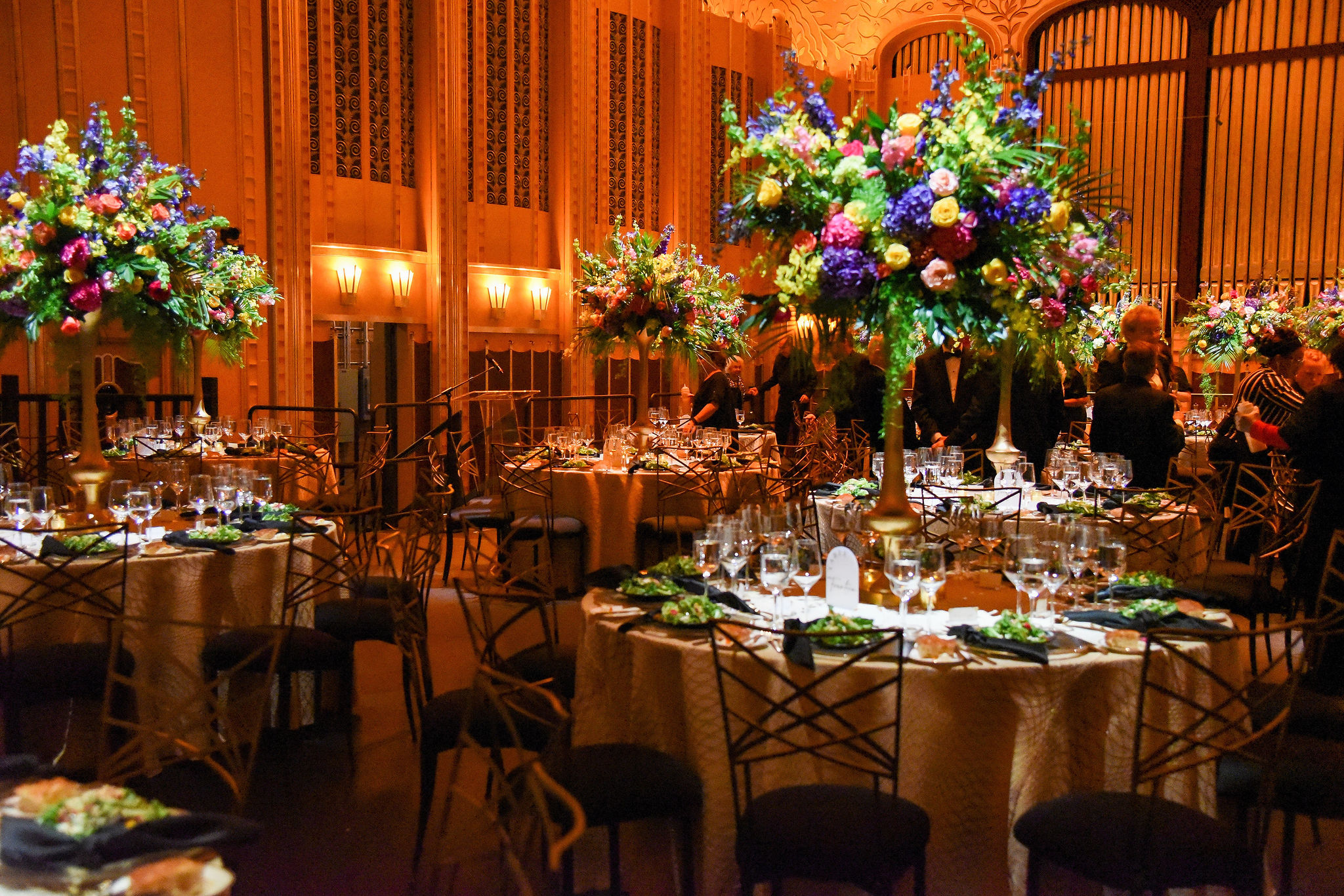 The Cleveland Orchestra Gala Centerpieces on the Concert Hall Stage at Severance Hall, flowers by HeatherLily